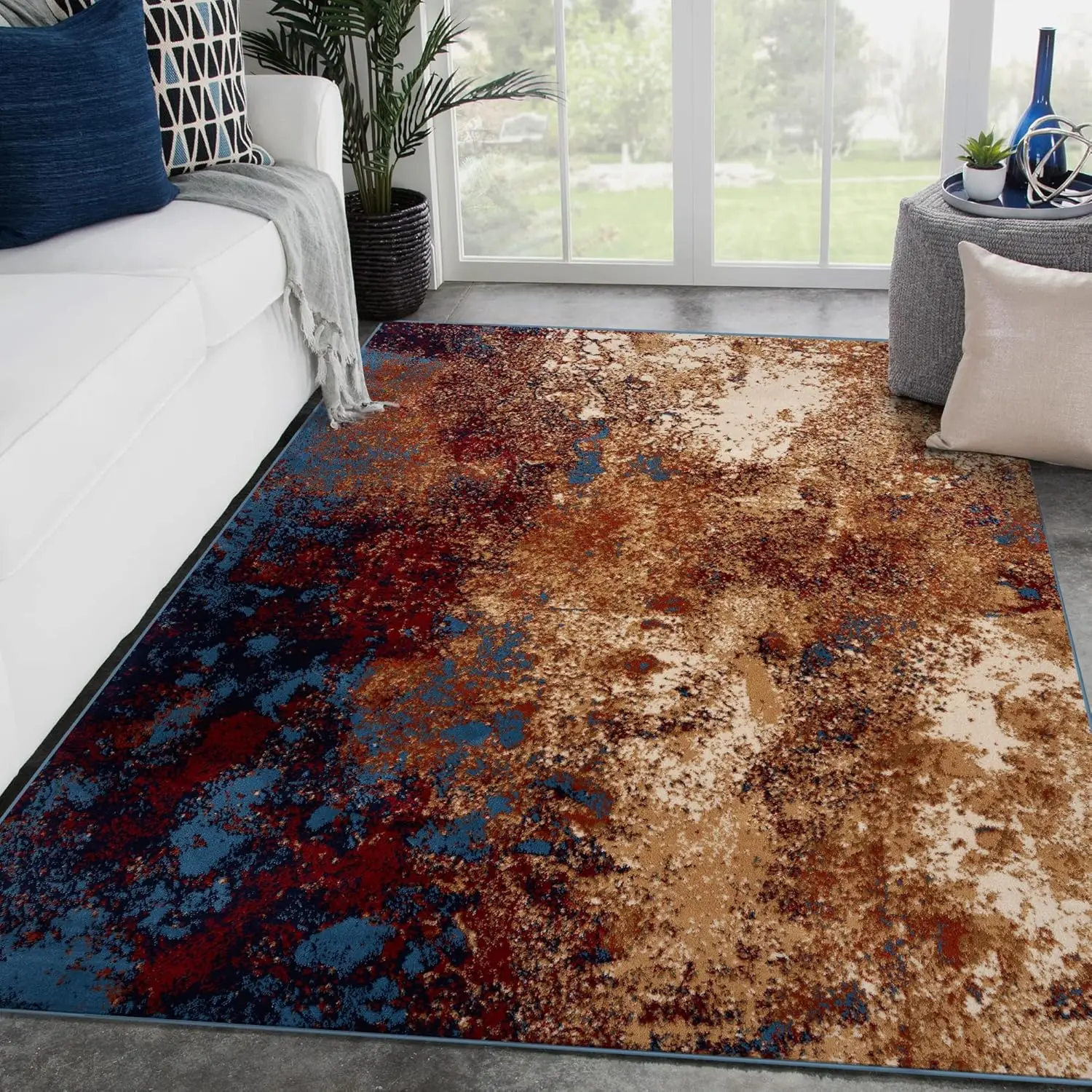 

Modern Splatter Abstract Area Rug, Blue 5x7