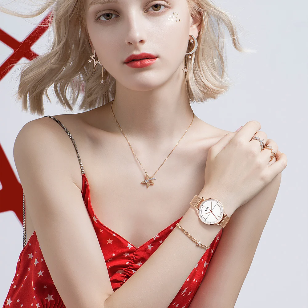 DOM 2022 New Simple Luxury Women Watch Free Shipping Casual Mashup Waterproof Ladies Quartz Mesh Strap Clock Relogio Feminino