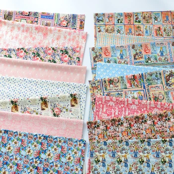 רטרו בד 100% כותנה דיגיטלי מודפס פרחים פוקר עלה מסגרת לתפירה DIY בעבודת יד על ידי חצי מטר