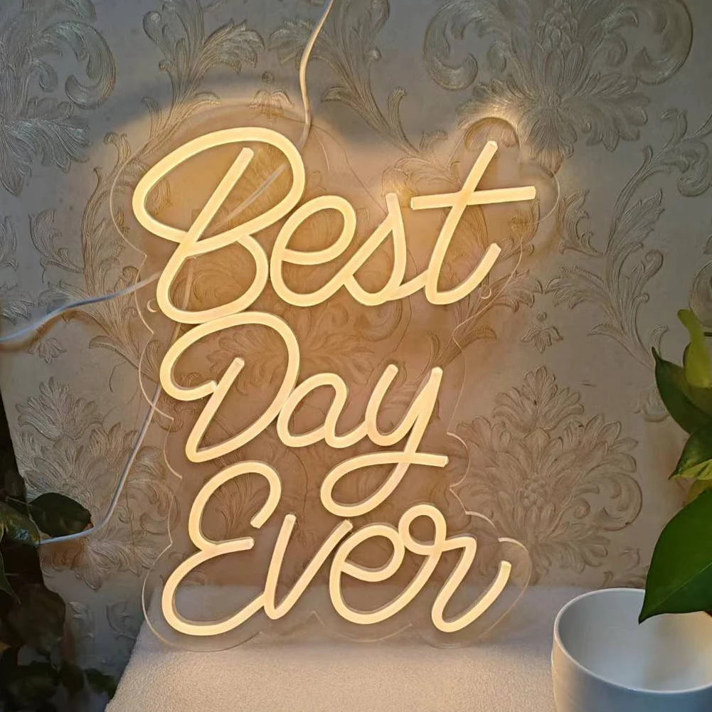 LOGOBO Best Day Ever Christmas Decoration Led Light Merry Christmas Neon Sign Led Wedding Sign Neon Holiday Festival Lightings