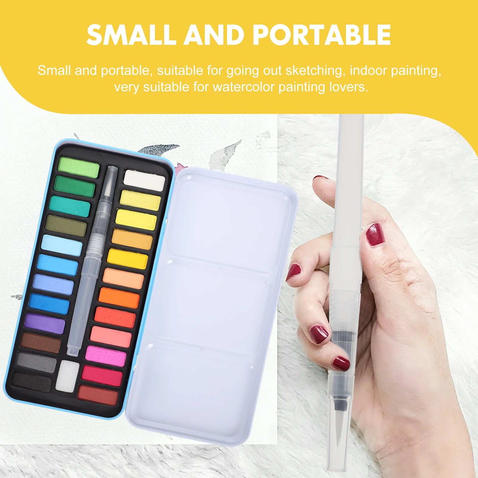 Watercolor Solid Paint Accessory Multi-function Gouache Kit Travel Supplies