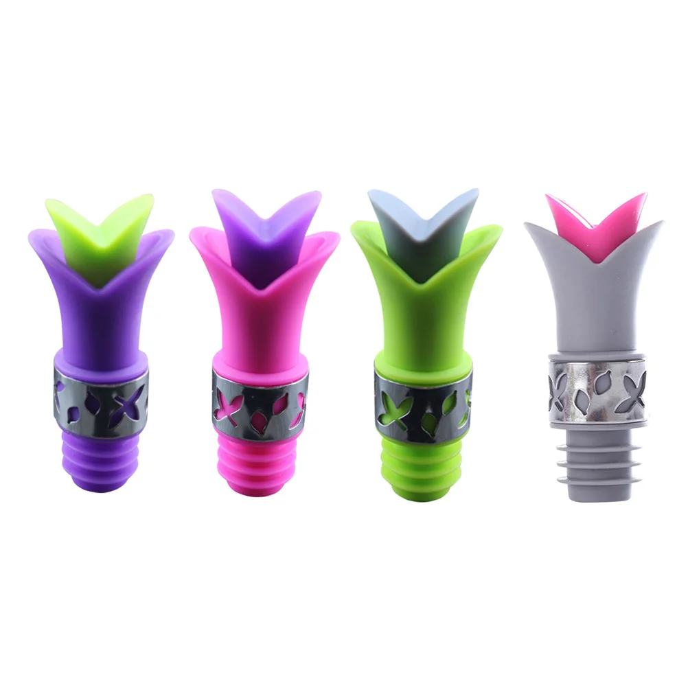 

4 шт., силиконовая пробка для бутылки вина, носики для наливания ликера, креативная форма цветка лилии, домашнее коммерческое использование