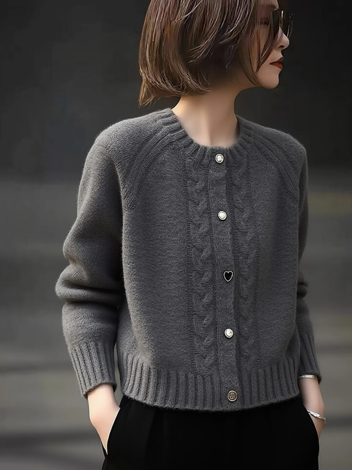 

Soft Thick Long Sleeve Single Button Open Cardigan Sweater Women's Winter Fashionable Top Comfortable Warm Knittedwear