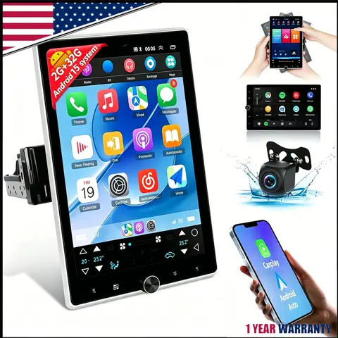 New Universal 10inch Android 15 2+32G Wireless Carplay Double Din Rotatable Touch Car Stereo Radio Multimedia Video Player GPS Navigation 5GWiFi AutoRadio Bluetooth MP5 Player USB FM Support Mirror Link SWC Backup Camera Split Screen