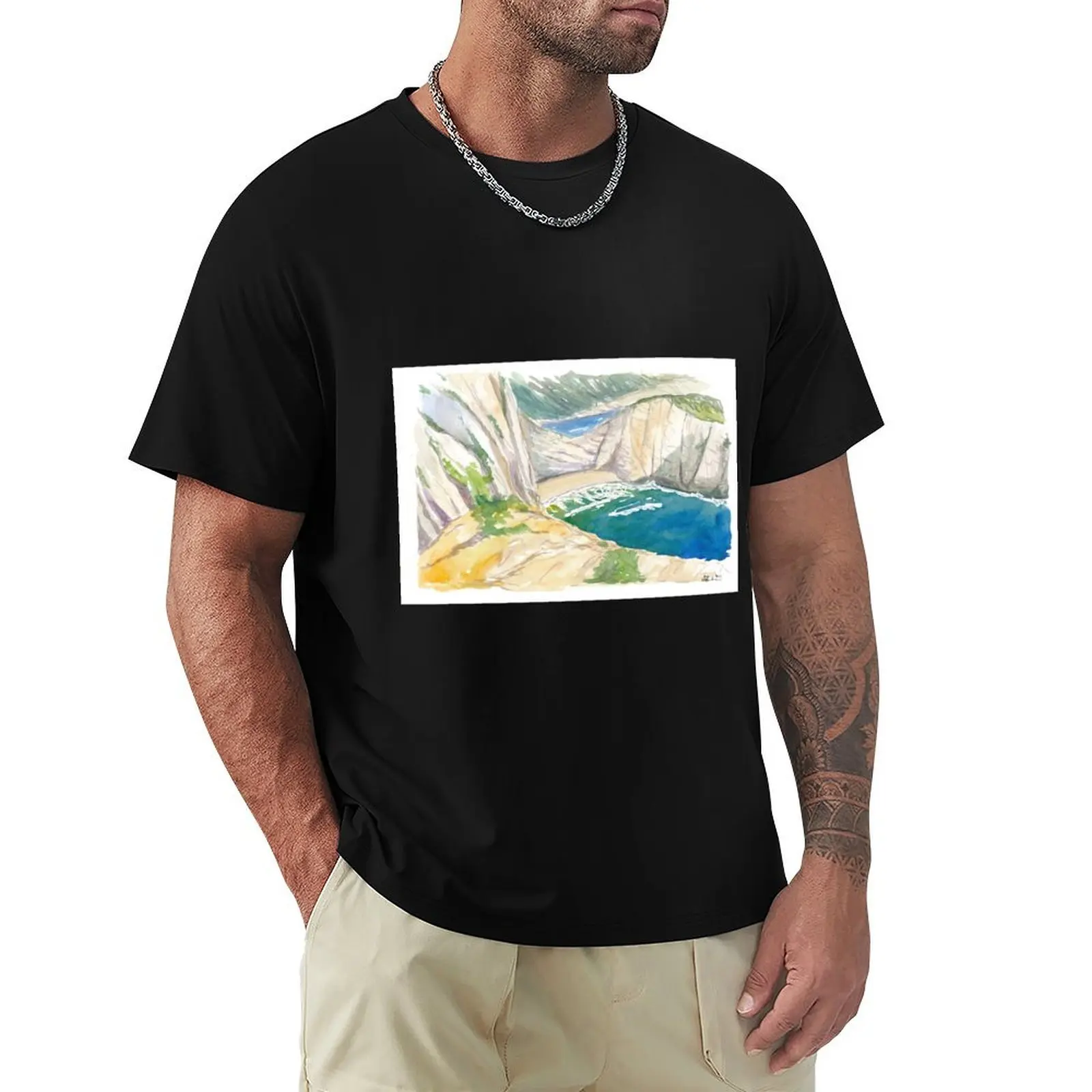 Zakynthos Greece Blue Turquoise Dreams at Navagio Shipwreck Beach T-Shirt Plus Size Basic Short Sleeve Top