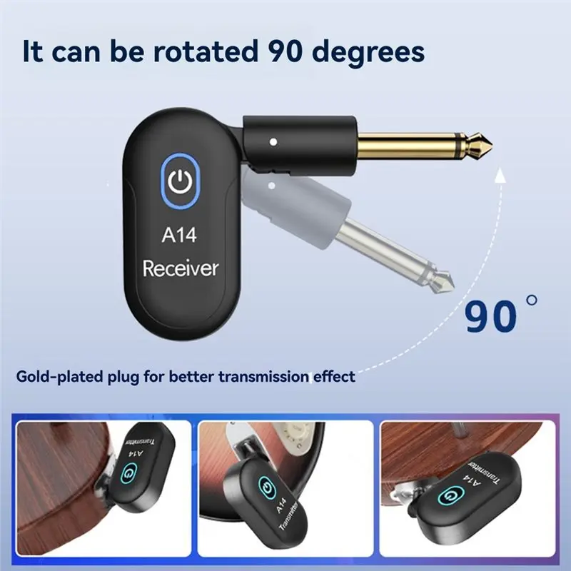 AS98-A14 USB جهاز الإرسال والاستقبال الكهربائي استقبال 2.4Ghz اللاسلكية لنظام الغيتار 90 درجة للتدوير للجيتار باس الكمان