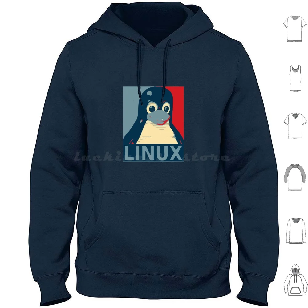 Linux Tux Penguin Poster Head Red Blue Hoodies Long Sleeve Tux Linux Pc Computer Android Geek Geeky Nerd Nerdy