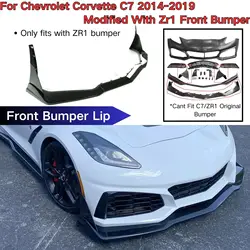 For Chevrolet Corvette C7 2014-2019 Modified With Zr1 Front Bumper Lip With Winglets Spoiler Splitter Cars Accessories Body Kit