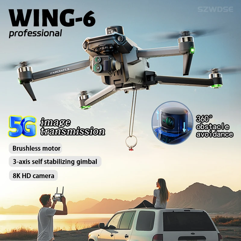 Wing 6 GPS Screen Remote Control Drones With 8k Camera Drone Professional Brushless Avoiding Obstacle FPV Dron Quadcopter Toys