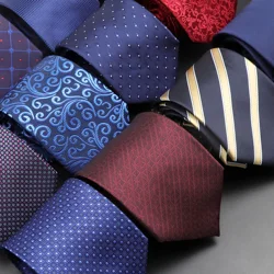 New Men's Casual Striped Tie 8cm Jacquard Woven Stripe Neckties All-Match Jacquard Necktie Business Wedding Daily Wear Accessory