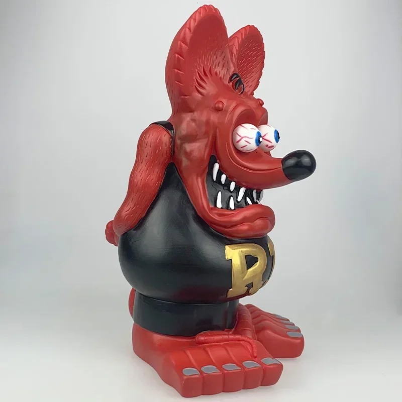 Rat Fink 33cm Red Black Vinyl Big Model Doll Ornament Premium Edition RF Crazy Mouse Large Statue Gift Toy Collection Figure