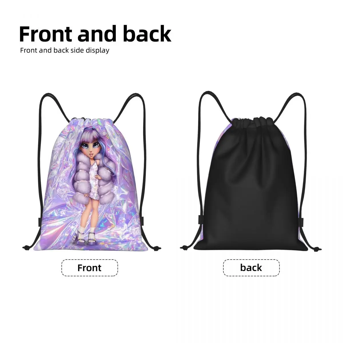 Custom Rainbow High Violet Willow With Purple Aluminum Drawstring Bag Men Women Lightweight Sports Gym Storage Backpack