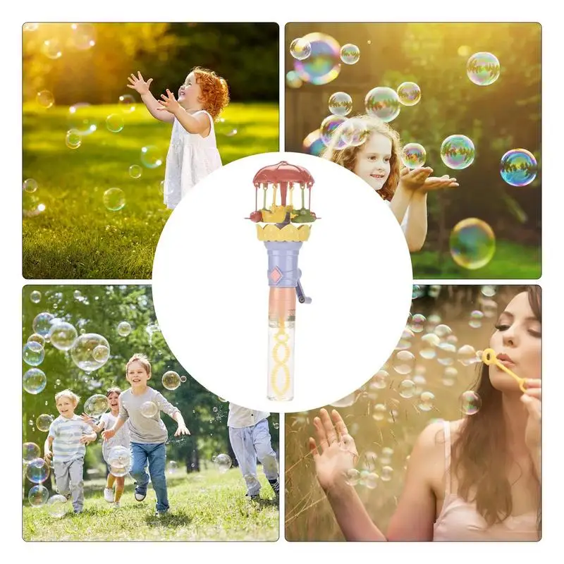 เด็กวัยหัดเดิน Bubble Wand Carousel Light Up Blower แบบพกพา Sensory Bubble Wands สําหรับเด็กชายหญิง Backyard Party วันเกิดอีสเตอร์