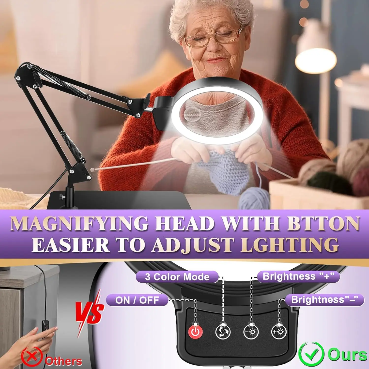 إصلاح العمل للطي مصباح زجاجي مكبر حماية العين القراءة التعلم مصباح LED إصلاح لمبة مكتب