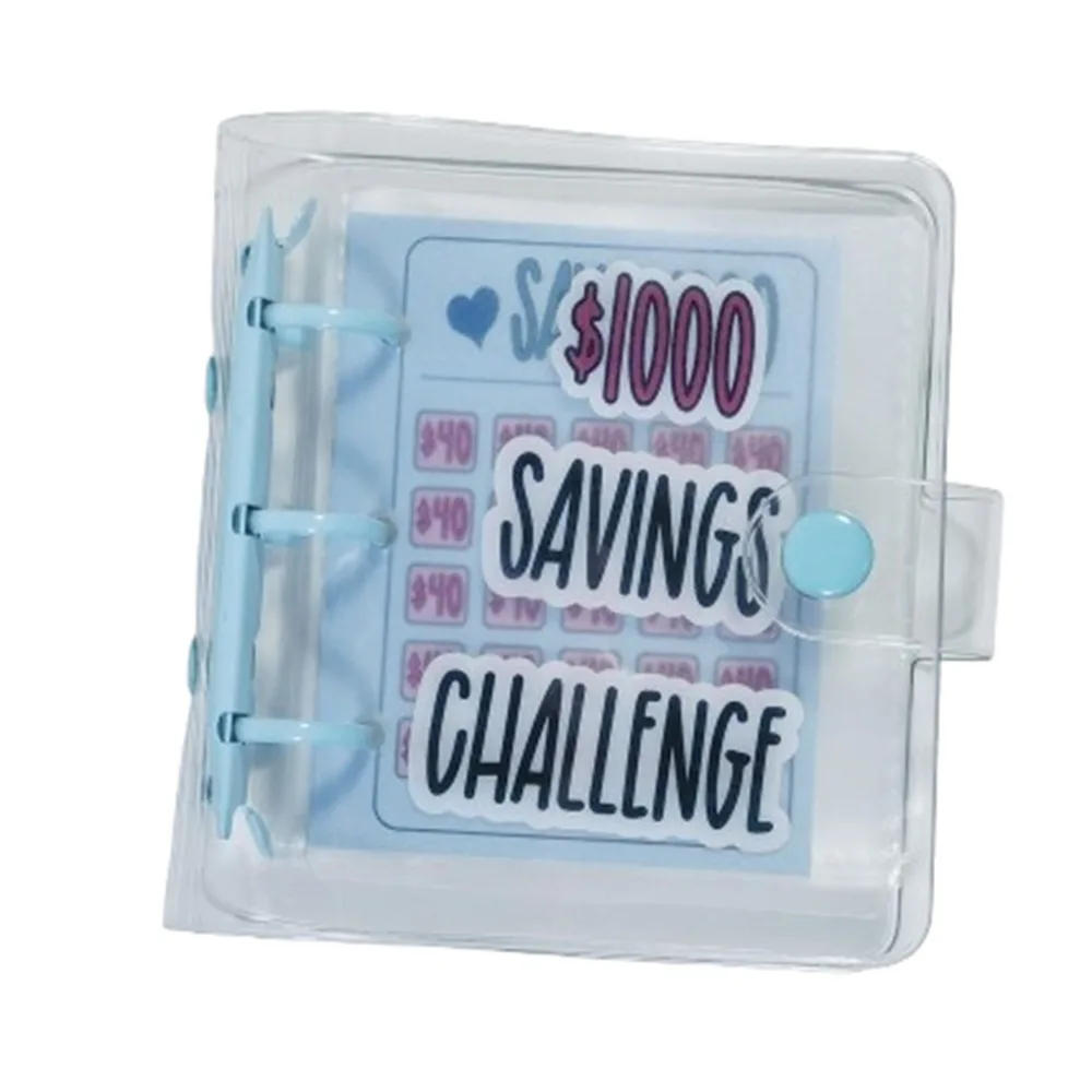 Binder Hemat Uang Mini Natal $150/300/500/1000 Buku Tantangan Menabung PVC Tahan Sobek Binder Anggaran Mini Berwarna-warni
