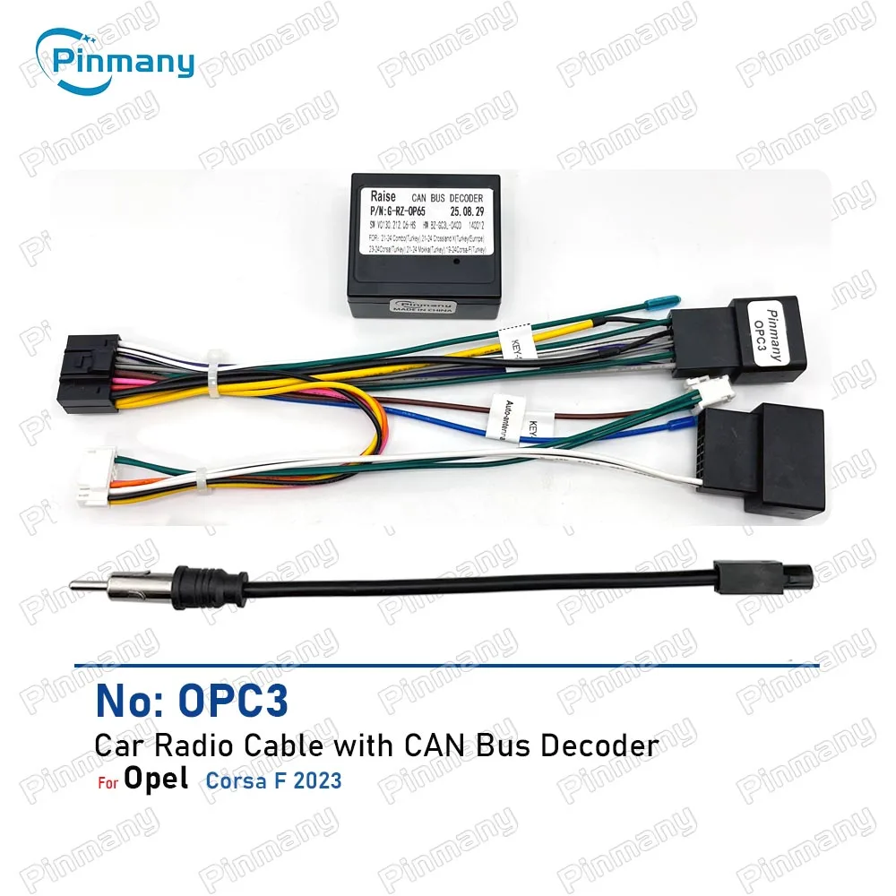 

Автомобильный радиоприемник, разъем OPC3, головное устройство Android, адаптер жгута проводов с декодером шины CAN для Opel Corsa F 2023