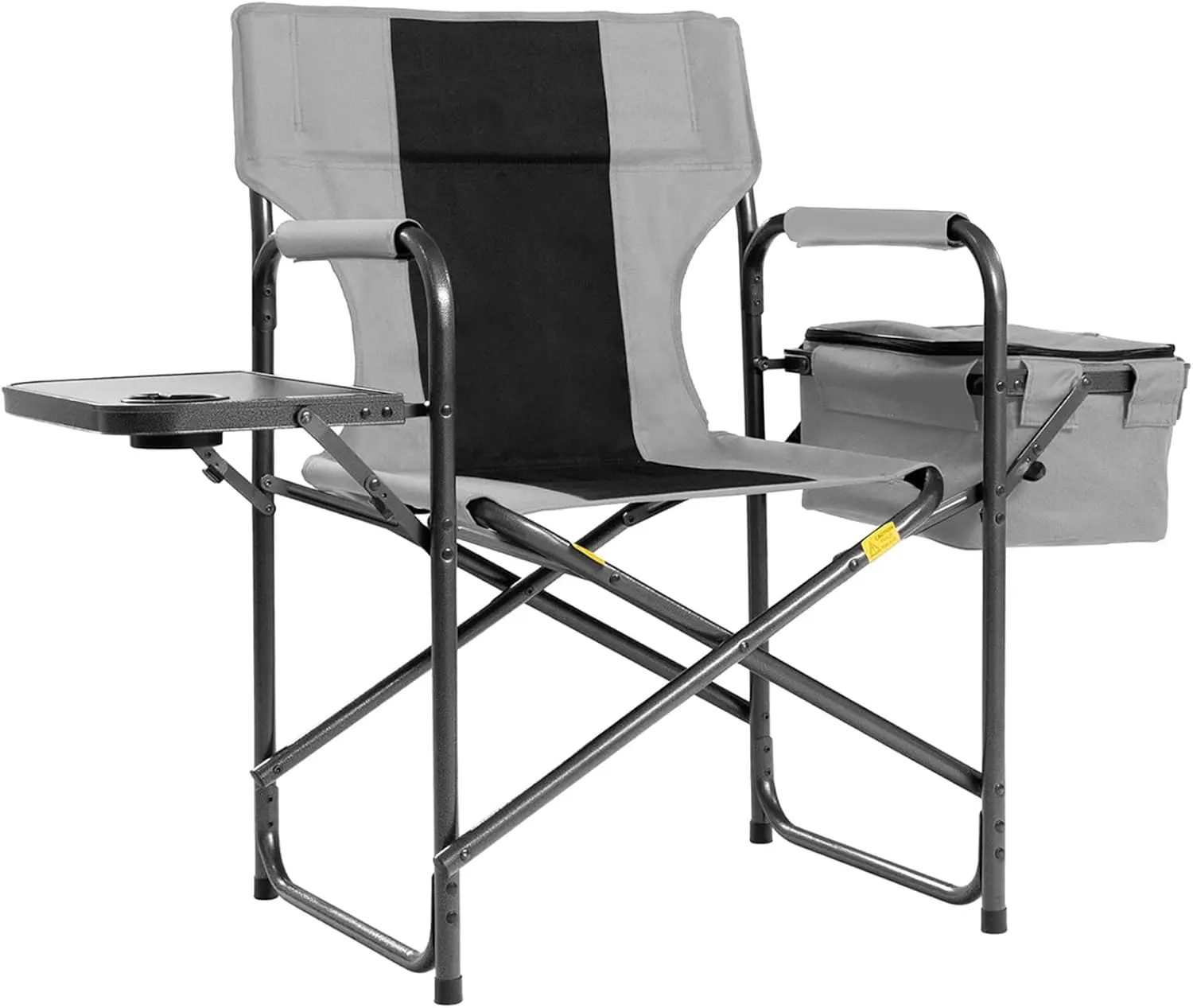 

Director Camping Chair with Cooler & Foldable Tray - 400lbs Heavy Duty, Portable Outdoor Chair for Fishing/Backyard (Black Gray)