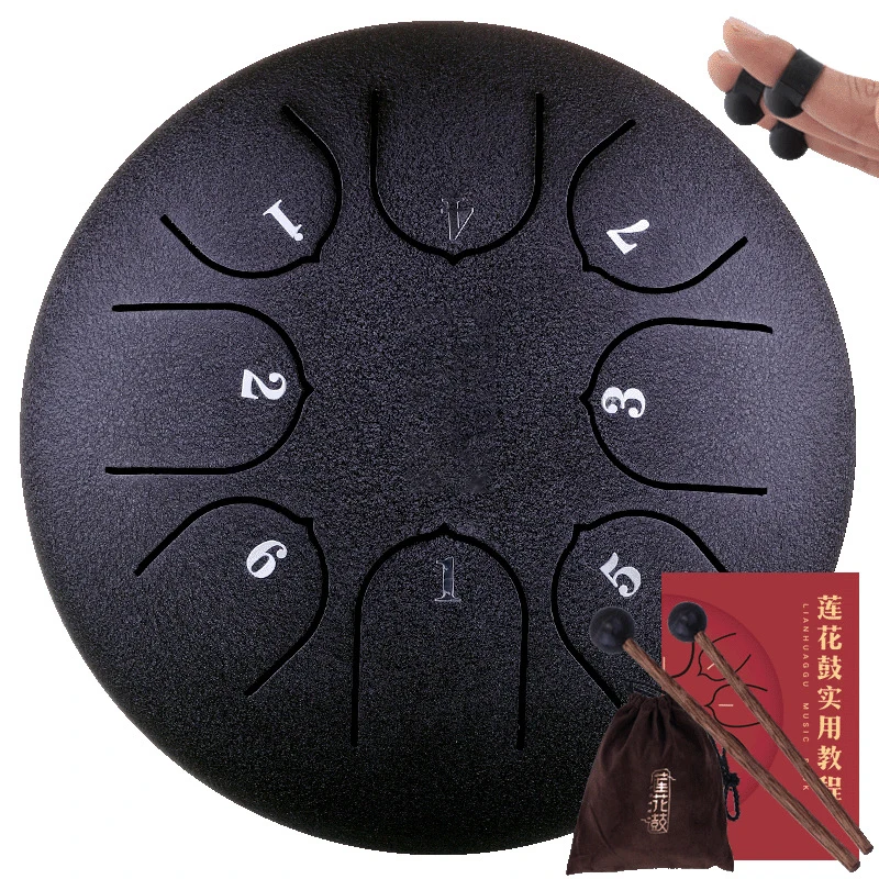 Hluru Glucophone Steel Tongue Drum 6 Inch 8 Notes Ethereal Drum Tone Key D5 Drum Percussion Children Musical Instrument