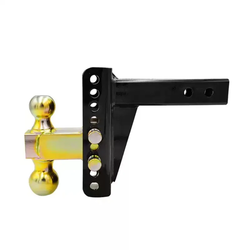 Adjustable 9-Hole Dual Ball Trailer Hitch Drawbar Square Mount Towing Arm with Double Hook