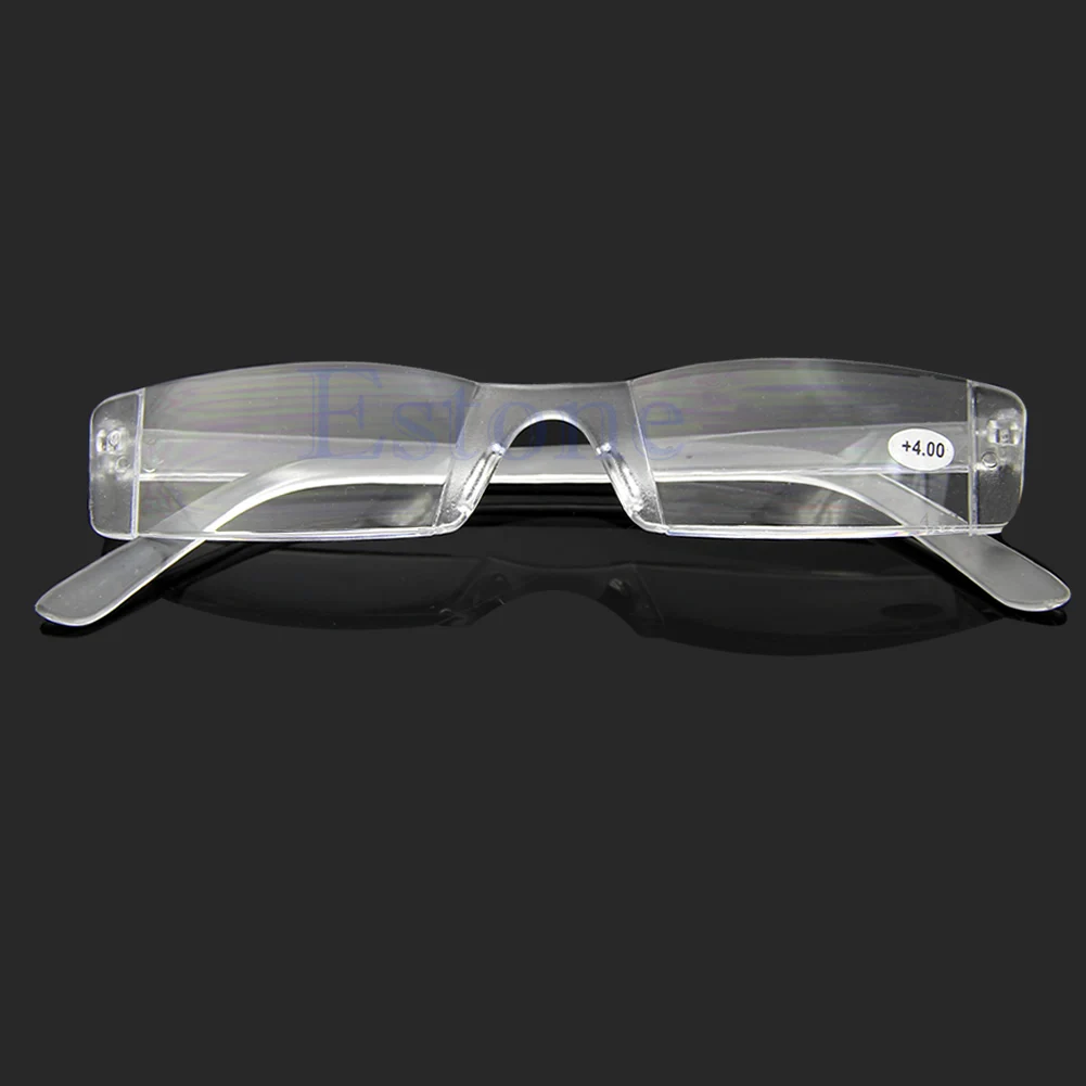 Eyeglasses Clear Rimless Reading Glasses Case Bag Presbyopia 2.50 Diopter