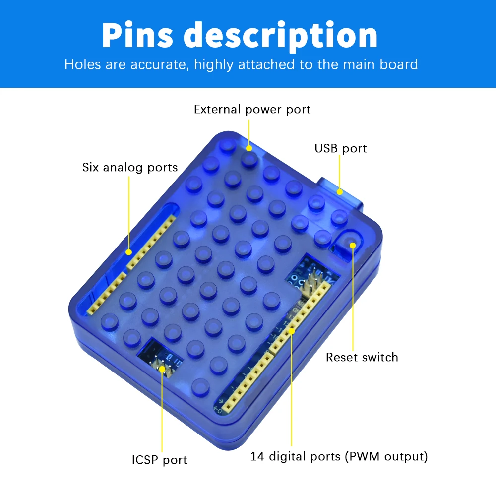 Keyestudio ABS Shell High Heat Dissipatione UNO-R3 Development Board Case For Arduino UNOR3  Compatible With Lego Building Block