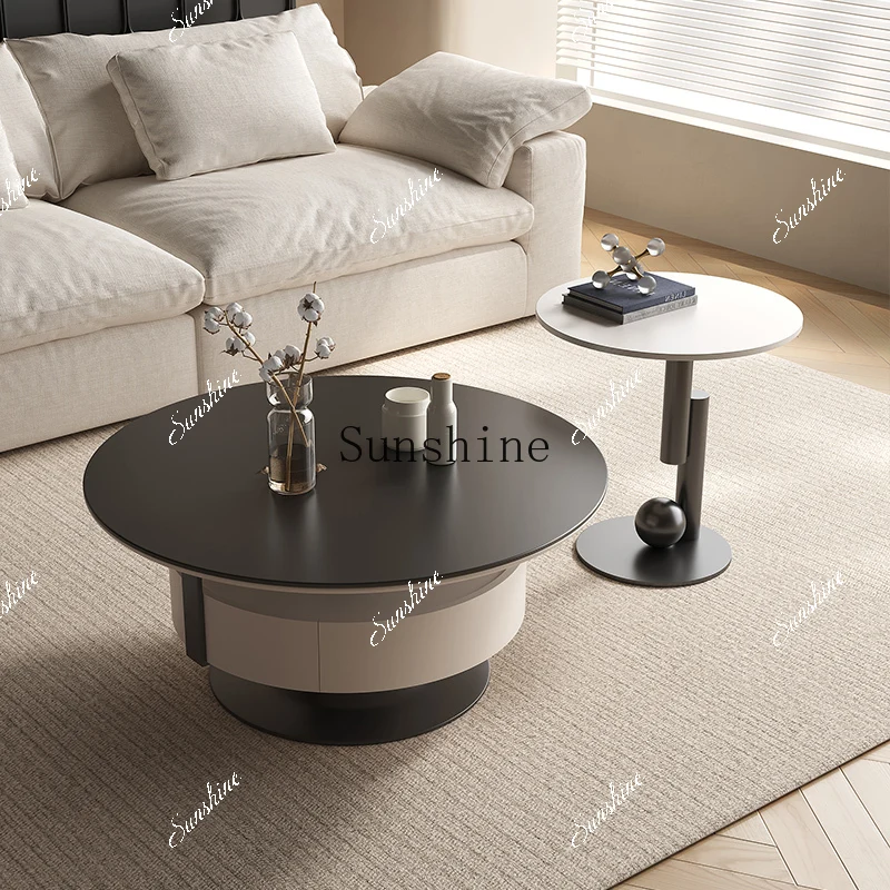 Italian minimalist round living room household small apartment design high-end cream style coffee table FT