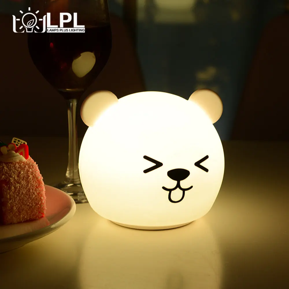 Cute Color Changing Silicone Baby Night Light, Touch Portable Rechargeable LED Bedside Nursery Light, Gift for Boys and Girls