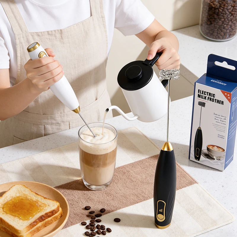 USB Rechargeable Electric Handheld Egg Beater, Small Cream and Egg Frother, Milk Frother, Coffee Stirrer, Food Mixer, Single-Head Adjustable Milk Frother, Essential Kitchen Tool, Without Stand