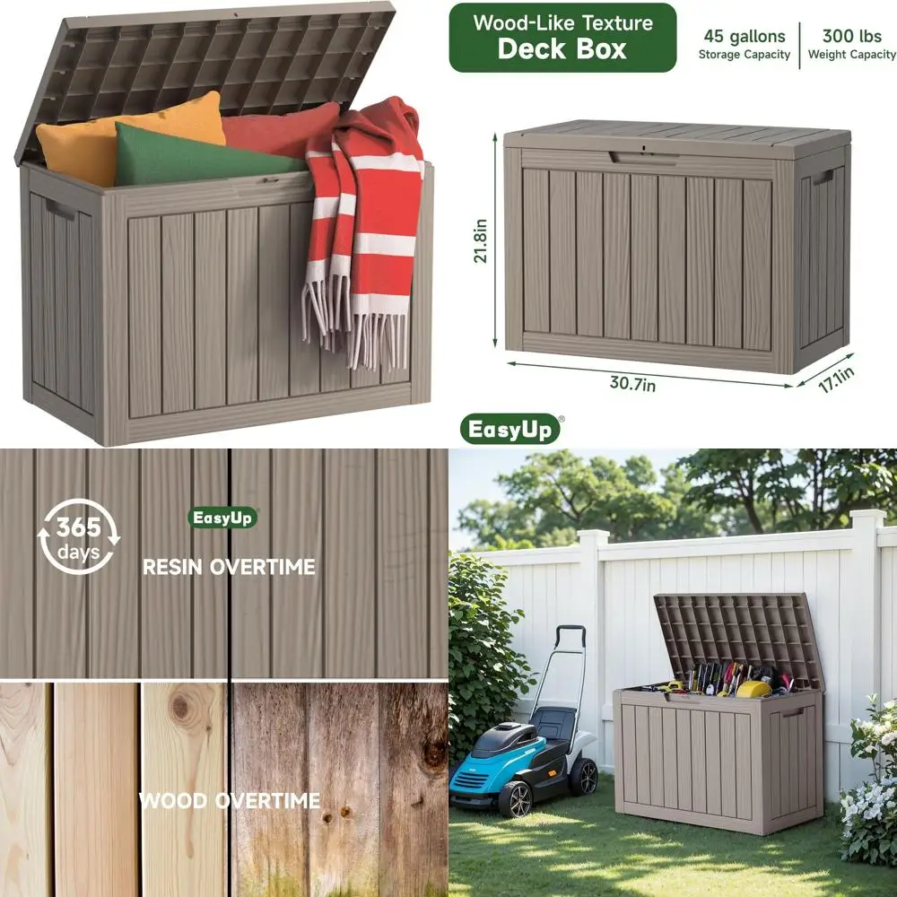 

Коробка для палубы из смолы на 45 галлонов — водонепроницаемое, устойчивое к ультрафиолетовому излучению для хранения пространств на открытом воздухе серого цвета в полоску