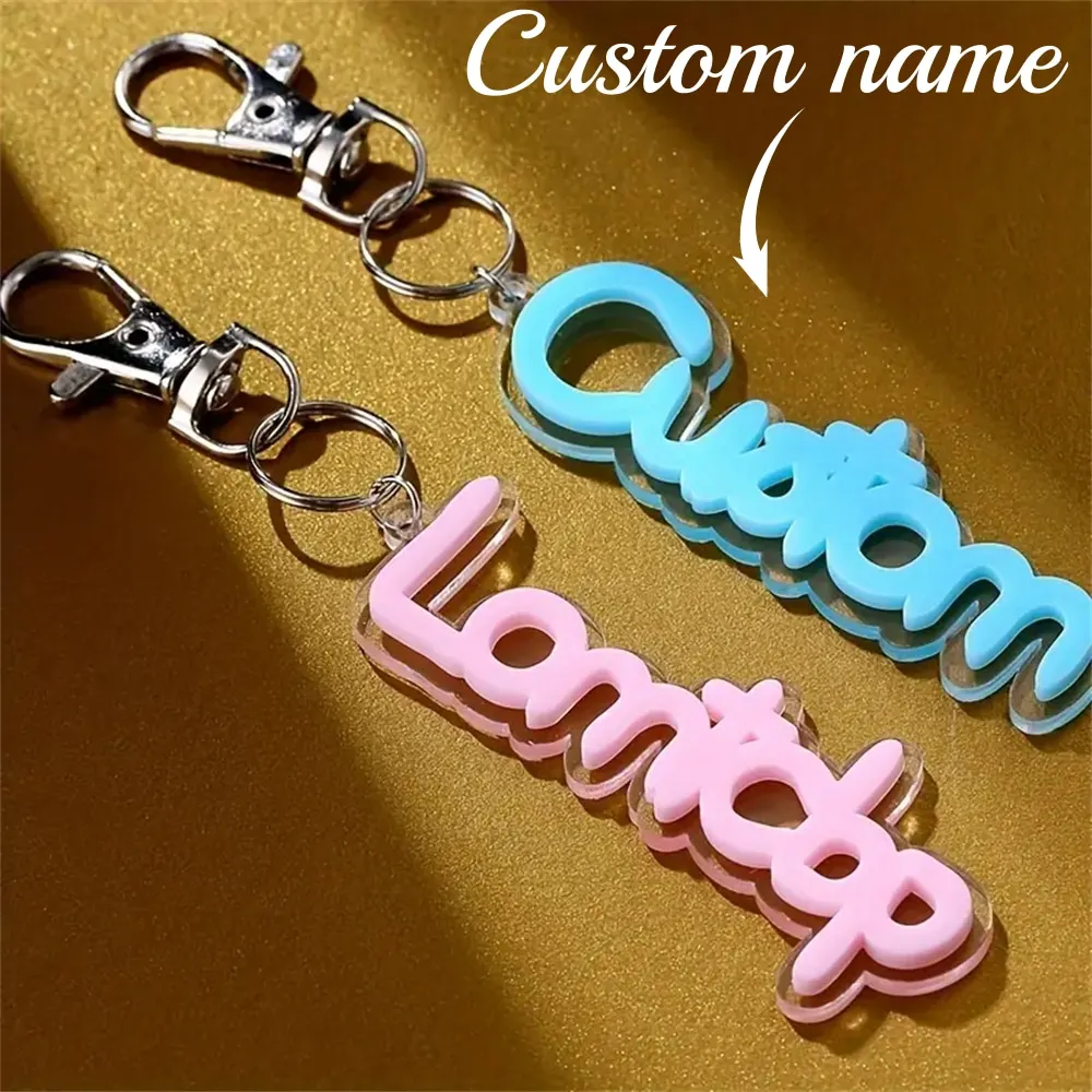 Custom Double-Layered Acrylic Keychain Cuttable Personalized Letter Name Key Chain Home Decoration Gifts Custom Name Keychain