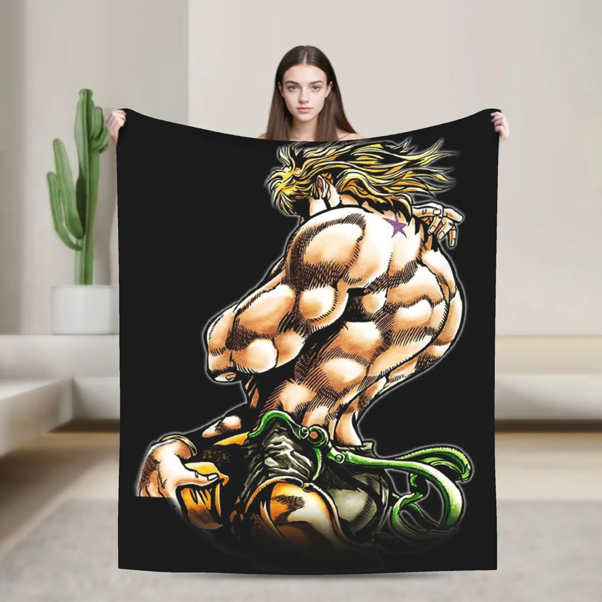 Jojos Bizarre Adventure Powerful Stand User Blanket Flannel Spring Autumn Warm Throw Blanket for Bed Couch Rug Piece
