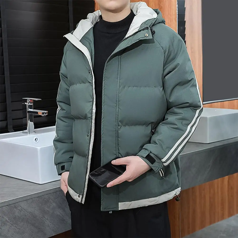 Trendy Men Jacket Autumn Winter Men Outerwear Cotton Padded Fluffy Filling Hood Jacket Coat  Coldproof