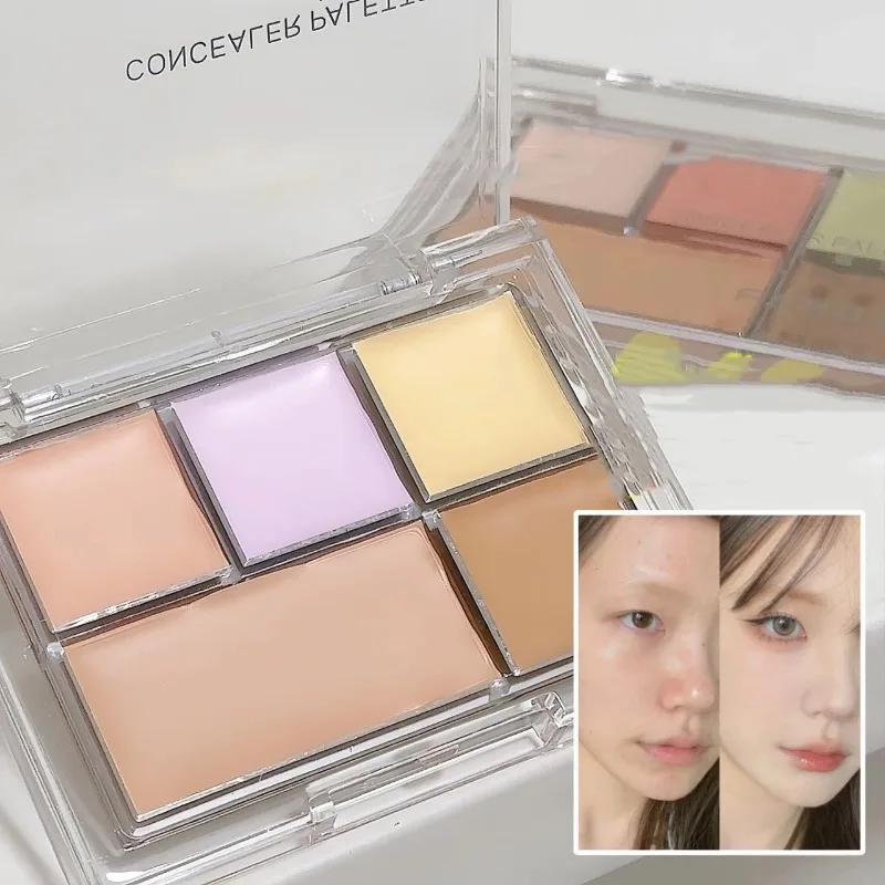 Full Coverage Concealer Palette 5 Color Covers Acne Mark Dark Circles Concealer Cream Suit for All Skin Face Makeup Cosmetics