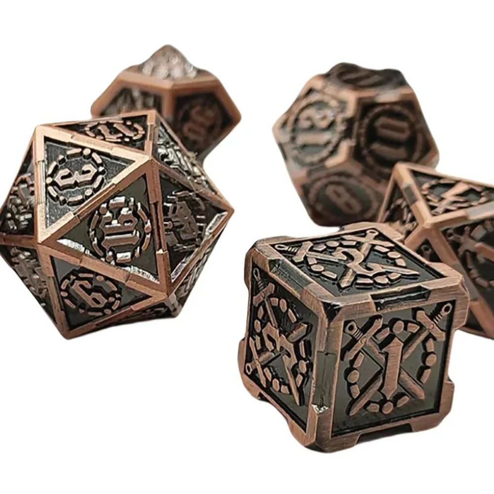 7Pcs/Set Dnd Zinc Alloy Solid Metal Dice Polyhedral Dice D+D Used For Dungeon and Dragon Pathfinder Role Playing Game(RPG)/MTG