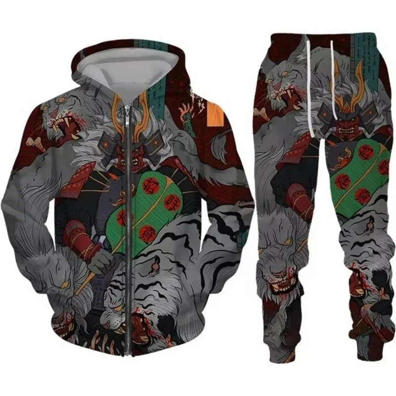 New Vintage Golf Dragon Zipper Hoodie Men Tennis Tracksuit Y2k 3D Printed Casual Sweatshirt Set Hip Hop Streetwear Clothing