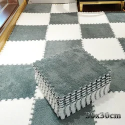 Alfombra de felpa suave para niños, tapete de juegos de espuma Eva, puzle para habitación de niños, mantiene el calor, 2-24 piezas, 30x30x1CM