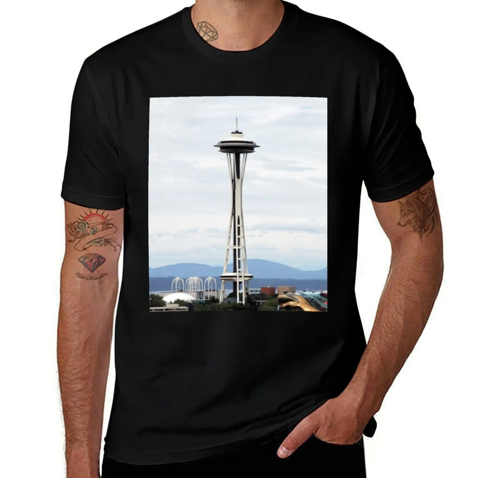 

Space Needle Seattle Washington United States T-Shirt cotton graphic tees graphic tee shirt blacks oversized t shirts for men