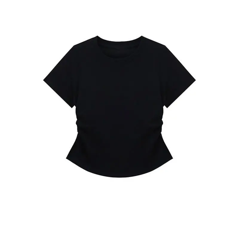Damen-Sommer-Kurzarm-Top für modisches, vielseitiges Basishemd, schmale Passform, Rundhals-T-Shirt, lässig und sexy, atmungsaktiv und cool – Detail 14
