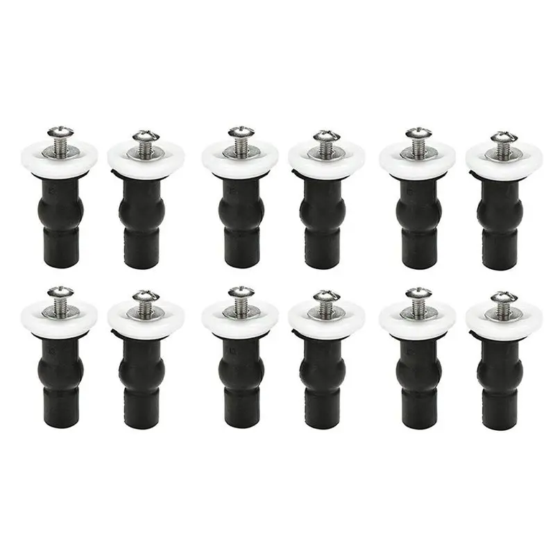 ABSS-Toilet Seat Top Fix Screws Fixings 6 Pairs Universal Expanding Rubber Screw Top Nuts Blind Hole Hinges Fittings 12Pcs