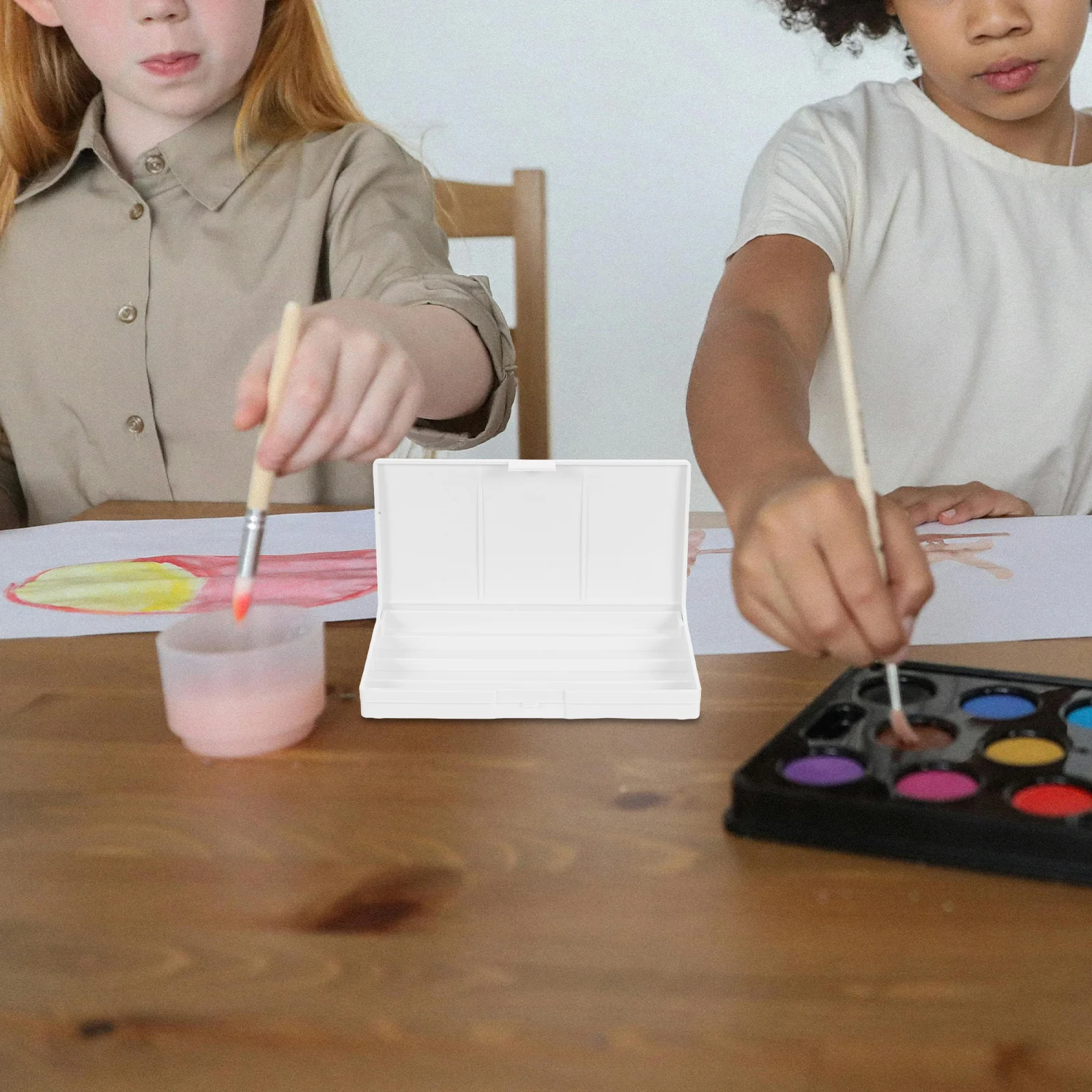 صندوق لوحة ألوان مائية فارغ من الشبكة، صينية صبغات بلاستيكية متعددة الأقسام لمستلزمات الطلاء المحمولة بزيت الأكريليك الغواش #3