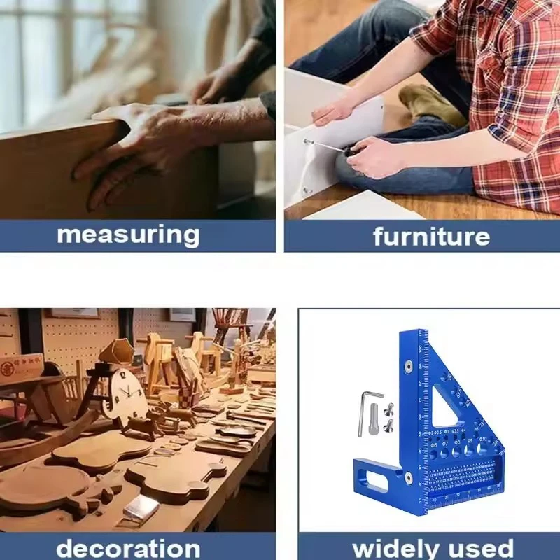 New Woodworking Square Protractor Multi-Angle Measuring Ruler Aluminum Triangular Ruler For Engineer Carpenter Measuring Tool
