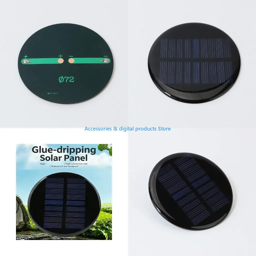 77JD Waterproof Round Solar Panel 4.5V 80mA Monocrystalline Panel for Electronics