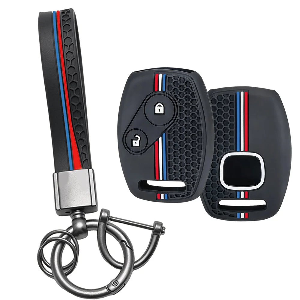 For Honda Accord Civic FR-V Jazz CR-V Stream Acura CSX Silicone Remote Shell With Wrist Strap And Key Ring