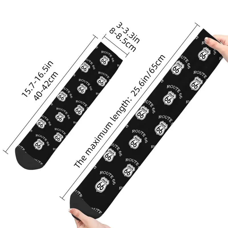 Route 66 Men Women Crew Socks Unisex Fun 3D Printed Americas Highway Dress Socks