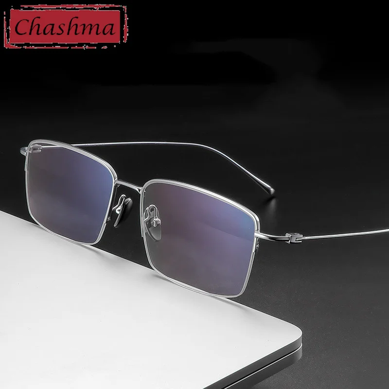 Chashma Men Half Rim Frame Lightweight Business Glasses High-quality Pure Titanium HInges IP plating Great Quality Square Frames