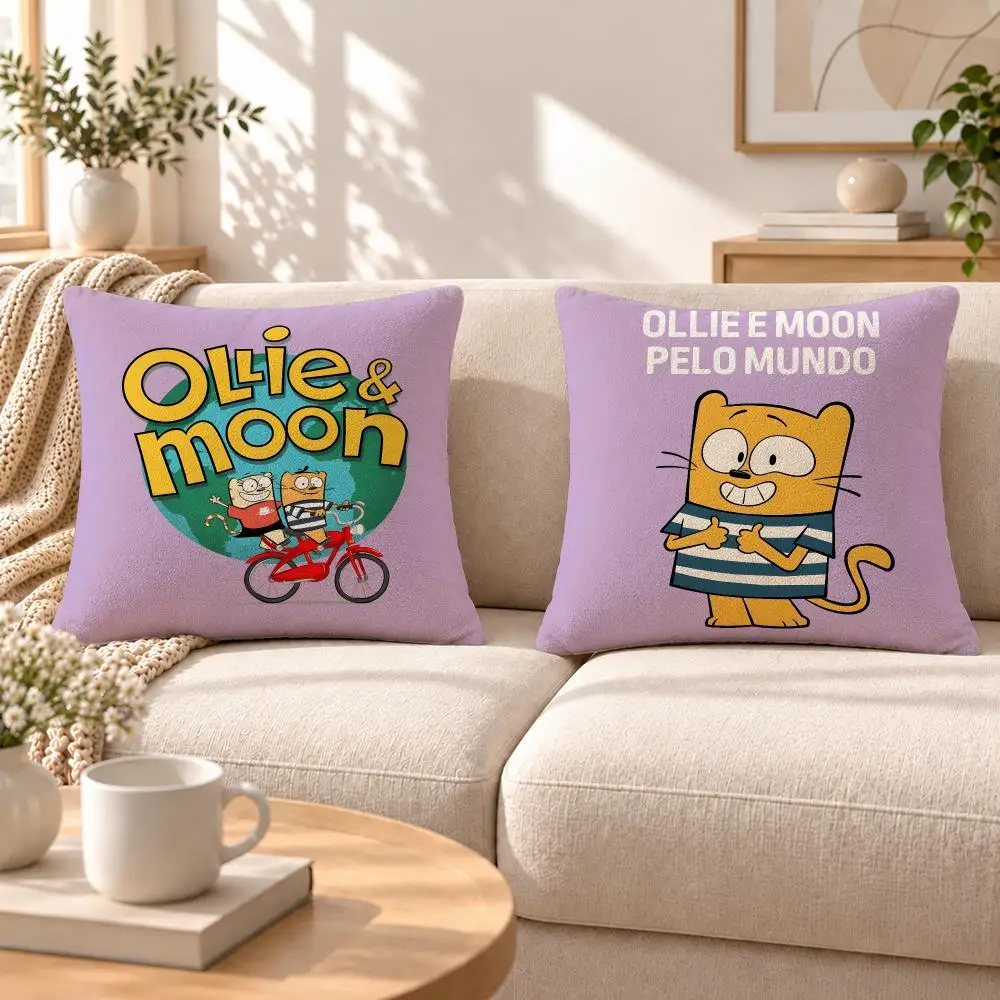TV Series The Ollie & Moon Show Cushion Cover Soft Short‑Plush Pillowcase, Decor for Sofa & Bedroom, Perfect Holiday Gif