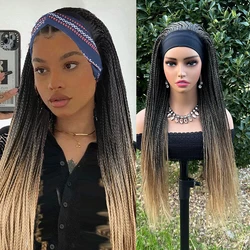Headband Box Braids Synthetic Wig Ombre Brown Long Braided African Dreadlock Wig Braiding Beauty Hair Wigs For Women/Men