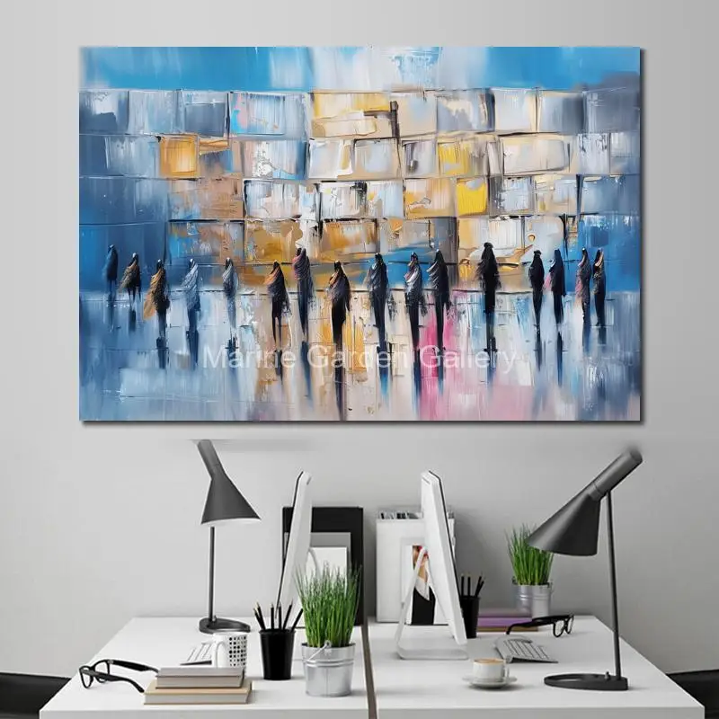 Abstract Kotel Canvas Art Textured Contemporary Living Room Decor Handmade Oil Painting Wetern Wall Jerusalem Artwork Large Gift