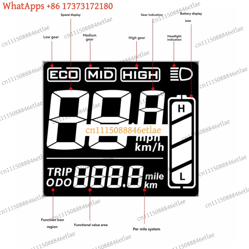 k3 GZ3 LCD Display for E-Bike/Scooter UART Protocol 36V-48V IP54 Waterproof Thumb Throttle Hall Signal RoHS Compliant Black