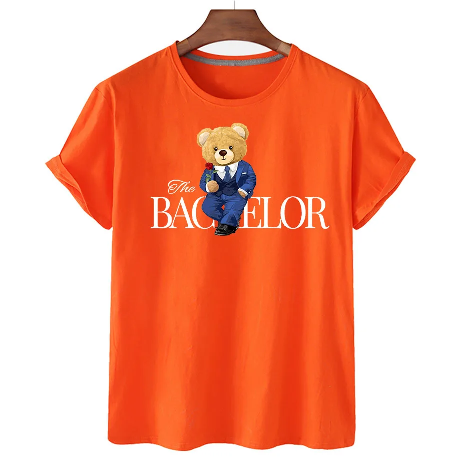 100% Cotton Gentleman Bear Printed T-shirt Women's Summer Short Sleeve T-shirt 2022 Women's Fashion Shirt Unisex O-neck T-shirt